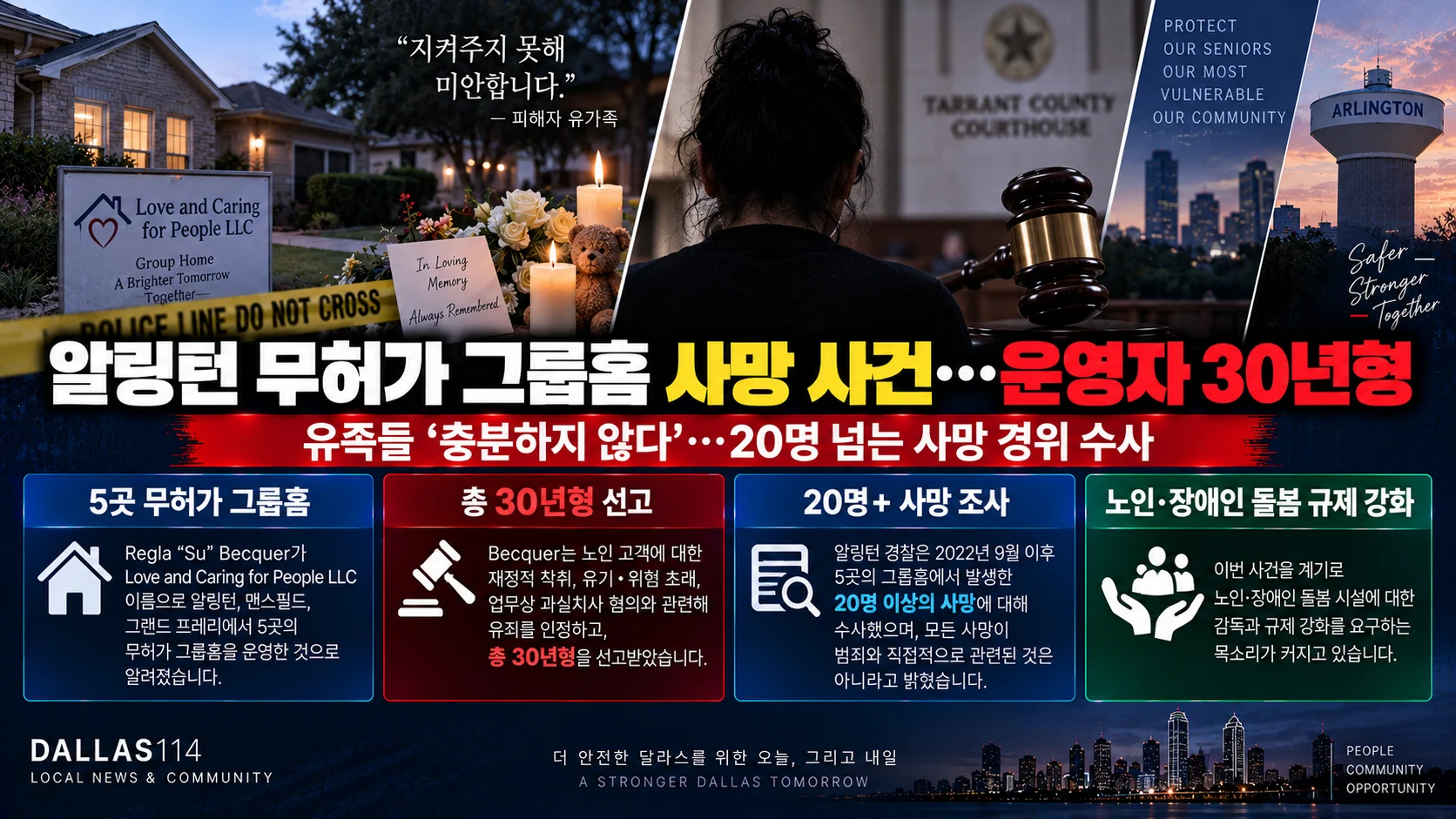 알링턴 무허가 그룹홈 사망 사건, 운영자 30년형 합의…유족들 “충분하지 않다”