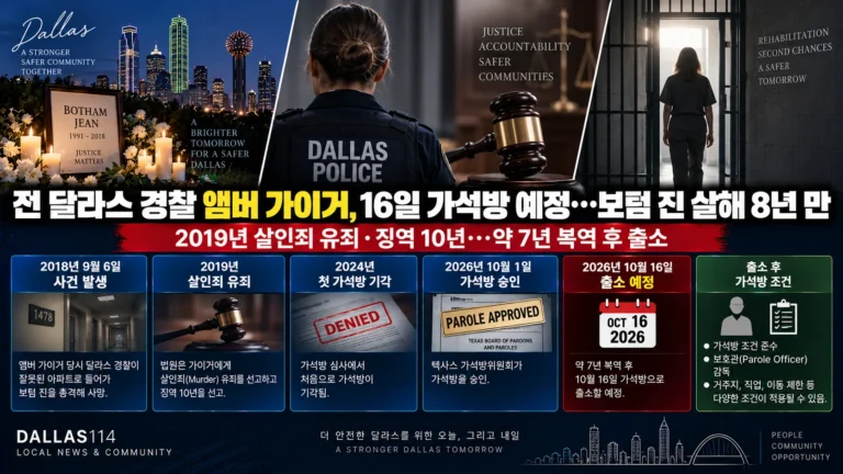 전 달라스 경찰 앰버 가이거, 16일 가석방 예정…보텀 진 살해 8년 만