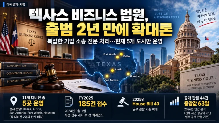 텍사스 비즈니스 법원, 출범 2년 만에 ‘확대론’…복잡한 기업 소송 신속 처리 주목