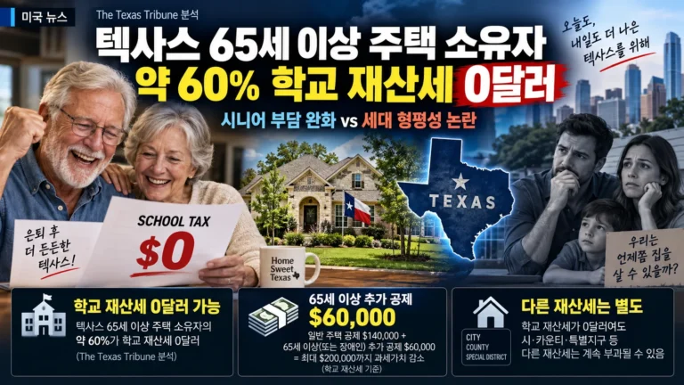 텍사스 65세 이상 주택 소유자 약 60%, 학교 재산세 ‘0달러’…세대 형평성 논란