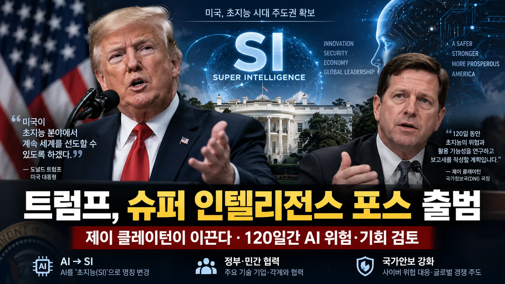 트럼프, ‘슈퍼 인텔리전스 포스’ 출범…제이 클레이턴이 미국 AI 정책 총괄