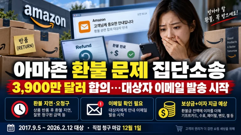아마존 환불 오류 집단소송 3,900만 달러 합의…대상자 이메일 발송 시작